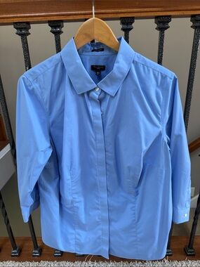 Talbots Sky Blue Concealed Placket Blouse 16W